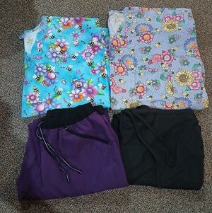 2 Scrub Tops And Pants Set